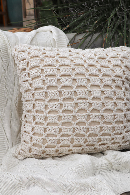 Capa de Almofada Boho Trançada Crochê Cru EST003 45x45