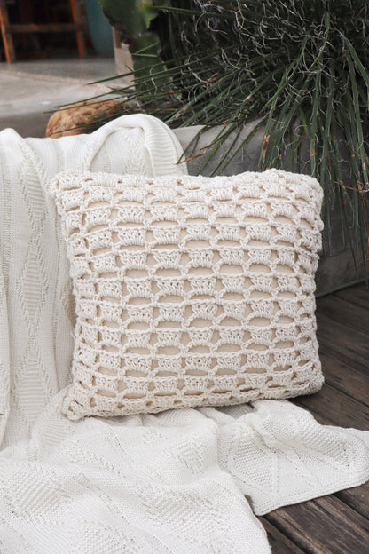 Capa de Almofada Boho Trançada Crochê Cru EST003 45x45