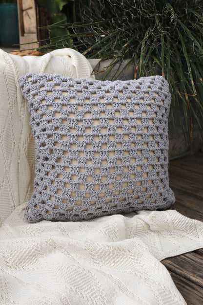 Capa de Almofada Boho Trançada Crochê Cinza EST002 45x45