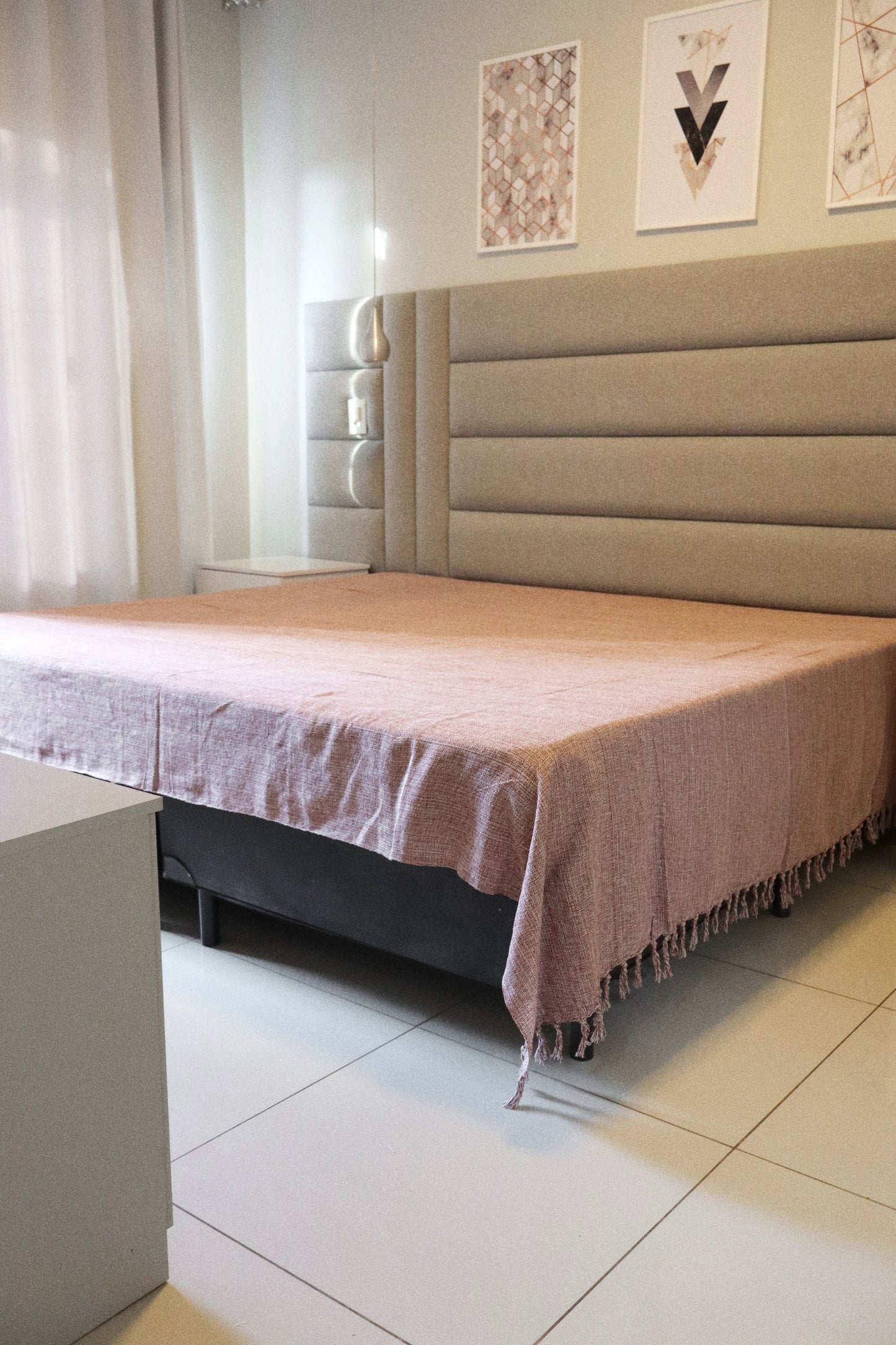 Colcha para Cama Queen 2,40x2,60m Artesanal Mesclada Bege