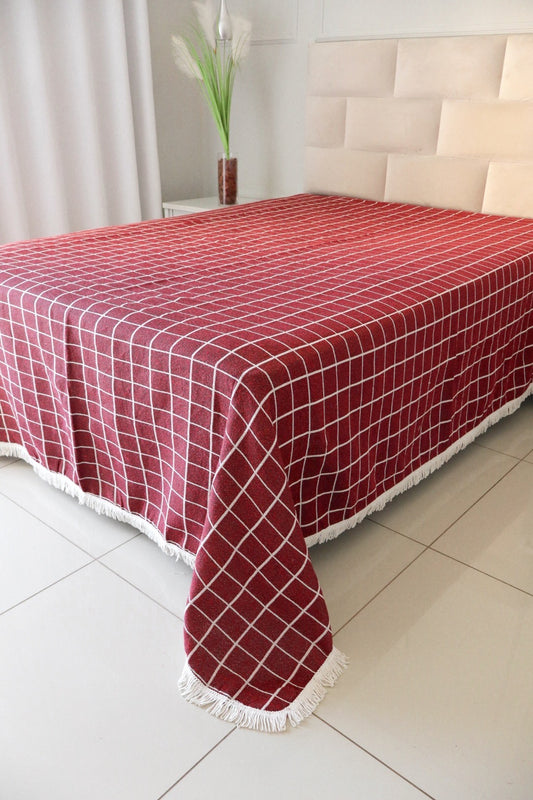 Colcha Casal Grid Dupla Face Vermelha 2,10x2,40m