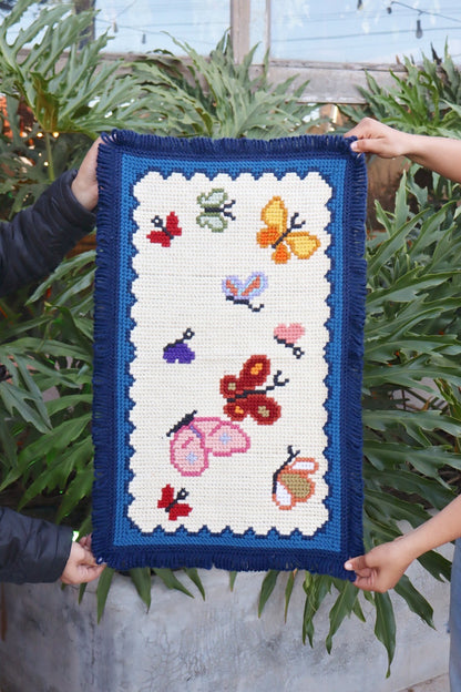 Tapete Arraiolo 0,46x0,73m Azul