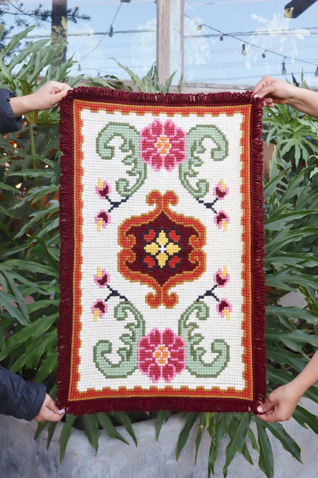 Tapete Arraiolo 0,54x0,80m Vinho