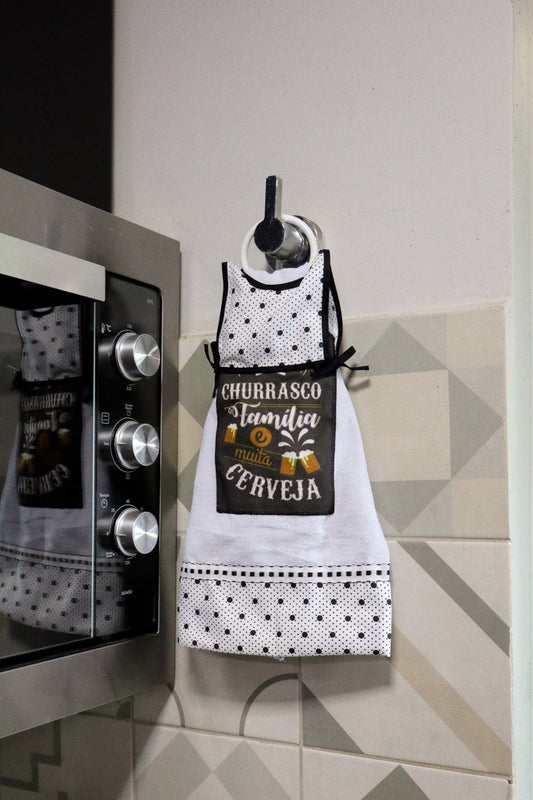 Bate Mão Algodão Argola Churrasco, Família e Muita Cerveja