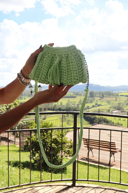 Bolsa Crochê Sanfoninha Verde Limão