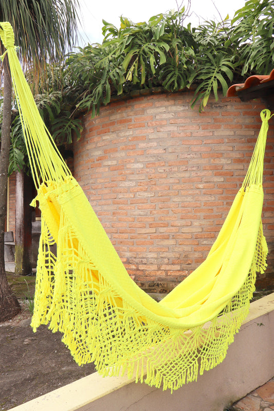 Rede De Descanso Casal Macramê Bucho De Boi Neon