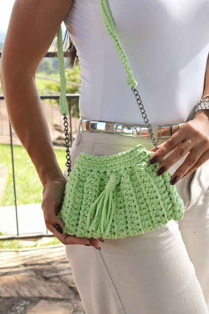 Bolsa Crochê Sanfoninha Verde Limão