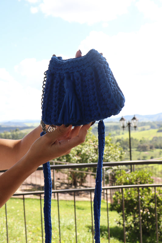 Bolsa Crochê Sanfoninha Azul Escuro