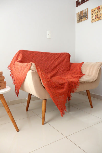 Manta para Sofá em Renda Terracota 1,20x1,70m