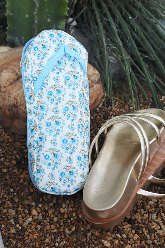 Necessaire Porta Chinelos Flores Azul