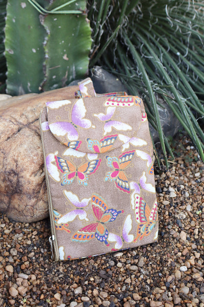 Necessaire Porta Celular Borboletas Marrom