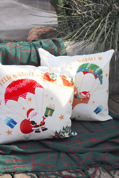 Capa de Almofada Decorativa Dupla Face Feliz Natal Fundo Claro