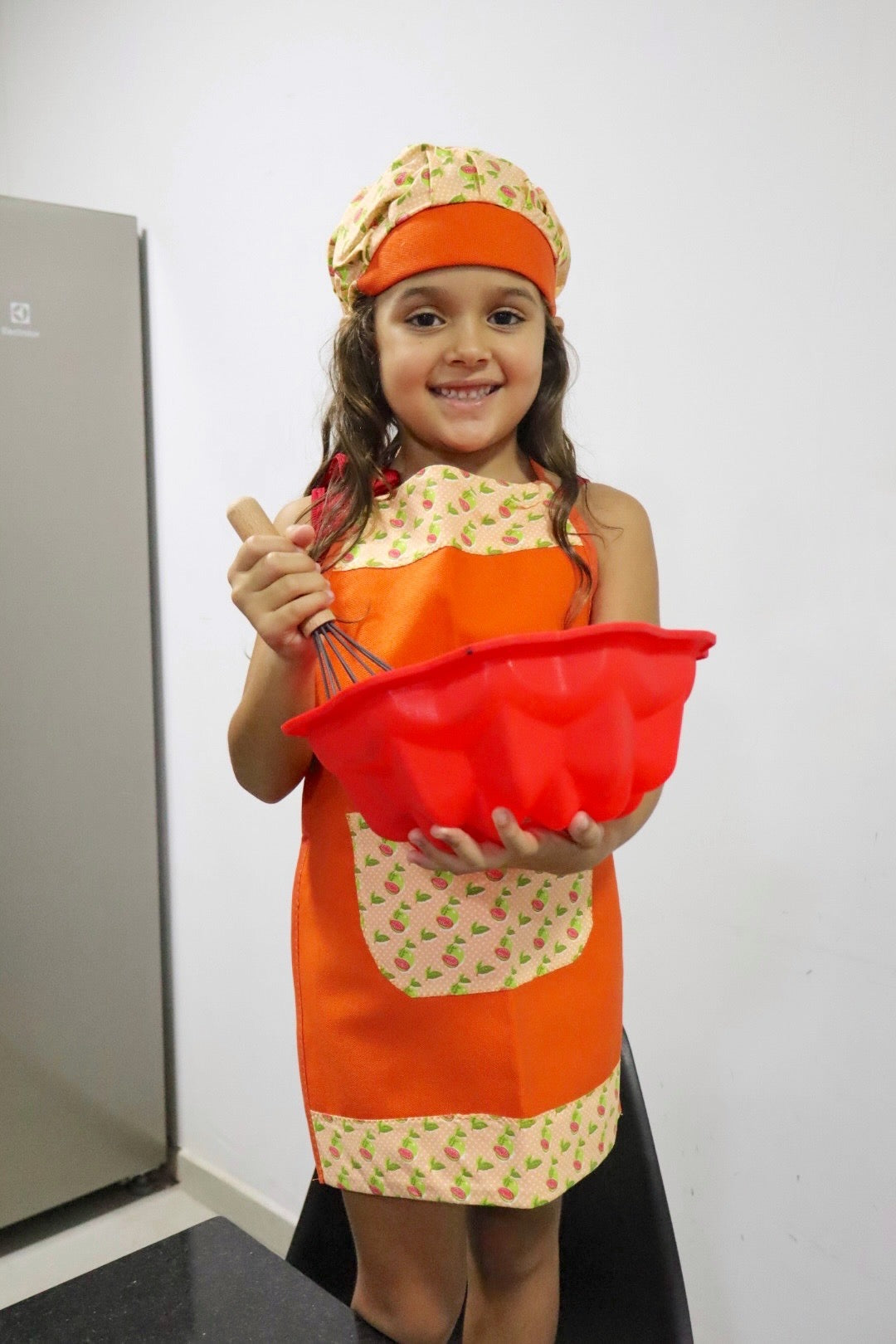 Avental Infantil com Touca Laranja