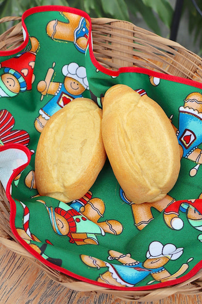 Cesta Porta Pão Bambu com Zíper Natal Biscoitos com Viés Vermelho