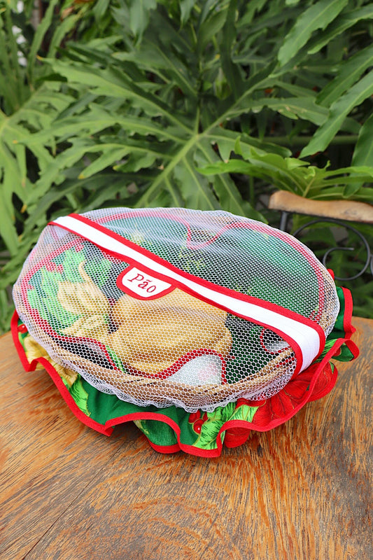 Cesta Porta Pão Bambu com Zíper Natal Enfeite Verde