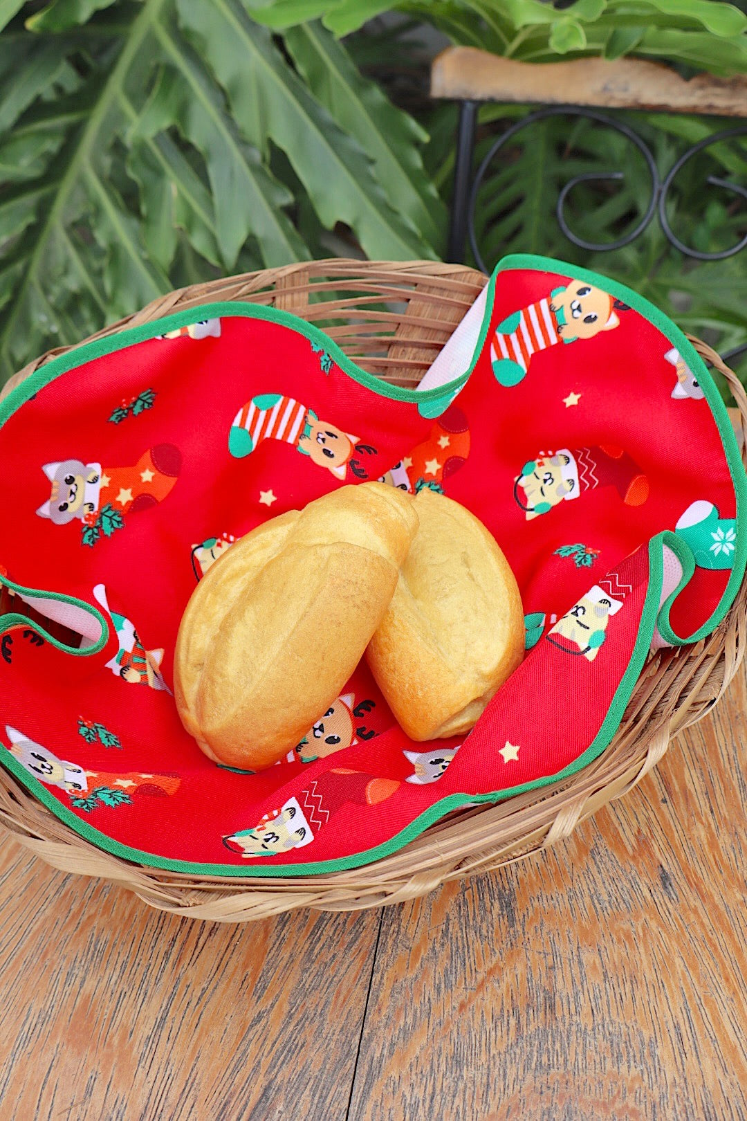 Cesta Porta Pão Bambu com Zíper Natal Gatinhos