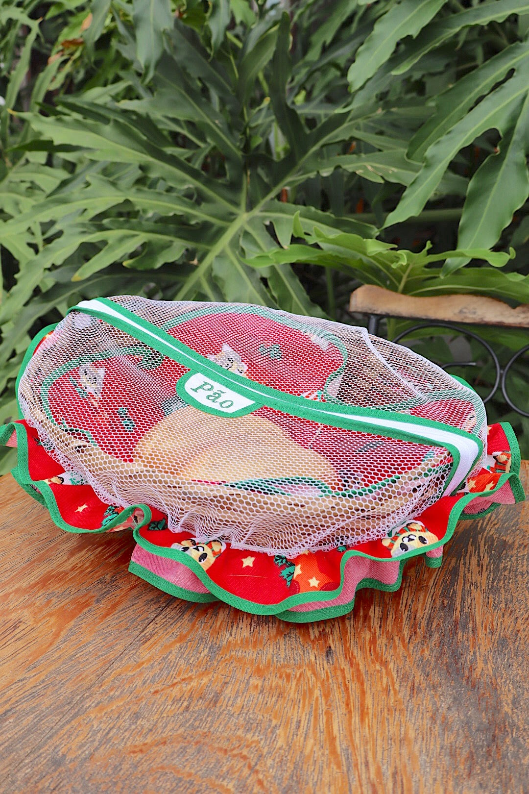Cesta Porta Pão Bambu com Zíper Natal Gatinhos