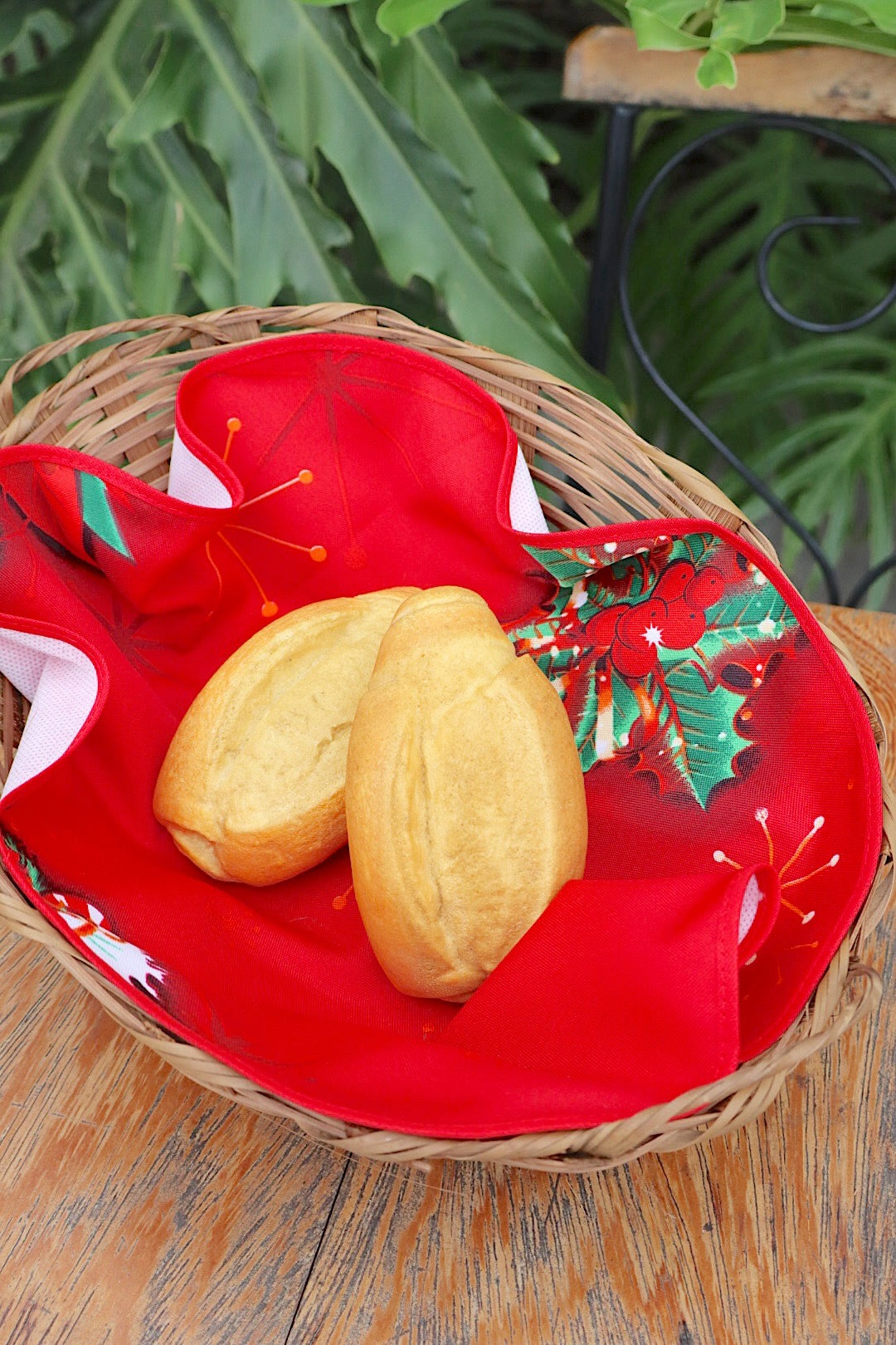 Cesta Porta Pão Bambu com Zíper Natal Enfeite Vermelho