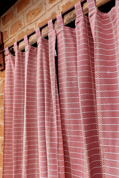 Cortina Algodão Havana Terracota Com Alça 1,80x2,00m