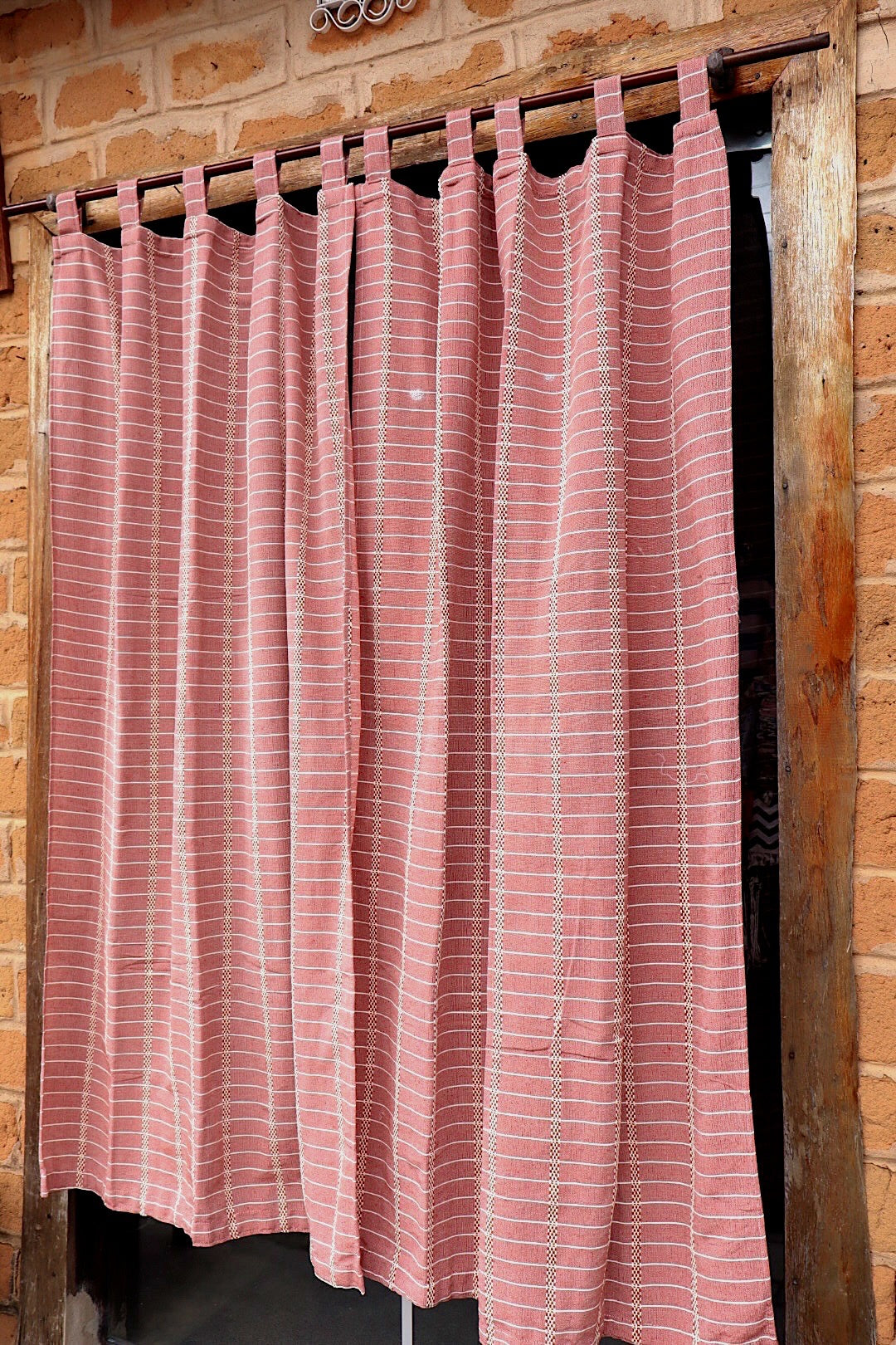 Cortina Algodão Havana Terracota Com Alça 1,80x2,00m