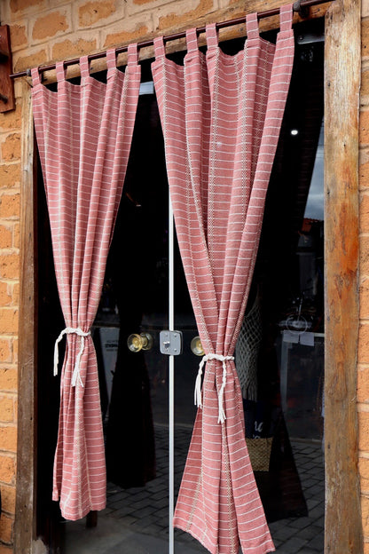 Cortina Algodão Havana Terracota Com Alça 1,80x2,00m