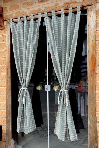 Cortina Algodão Havana Verde Com Alça 1,80x2,00m