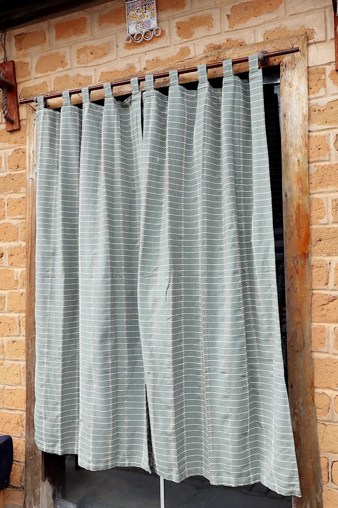 Cortina Algodão Havana Verde Com Alça 1,80x2,00m