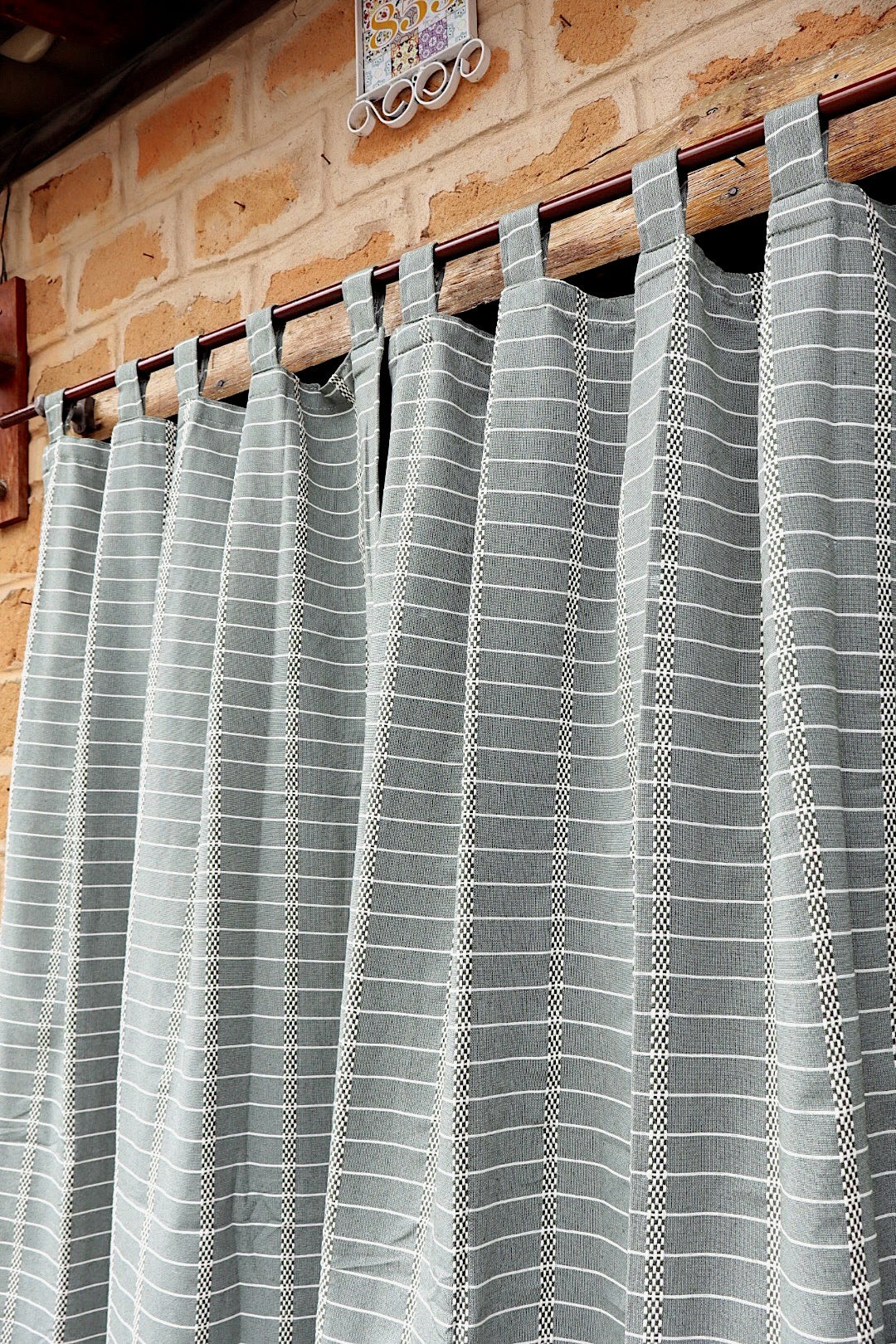 Cortina Algodão Havana Verde Com Alça 1,80x2,00m