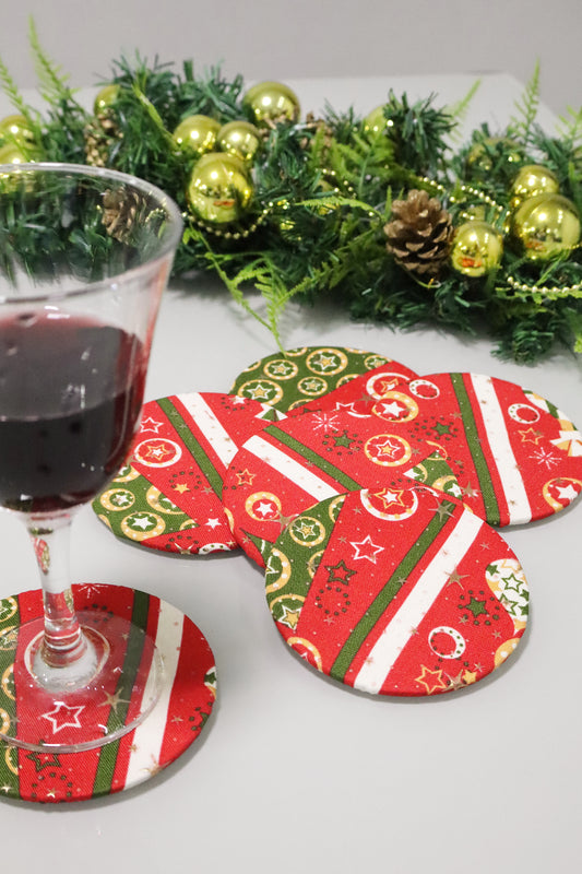 Kit 6 unidades Descanso Para Copos / Porta Copos Natal Árvore Vermelha