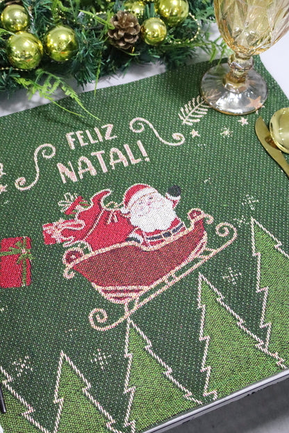 Lugar Americano Natal Linho Feliz Natal Verde