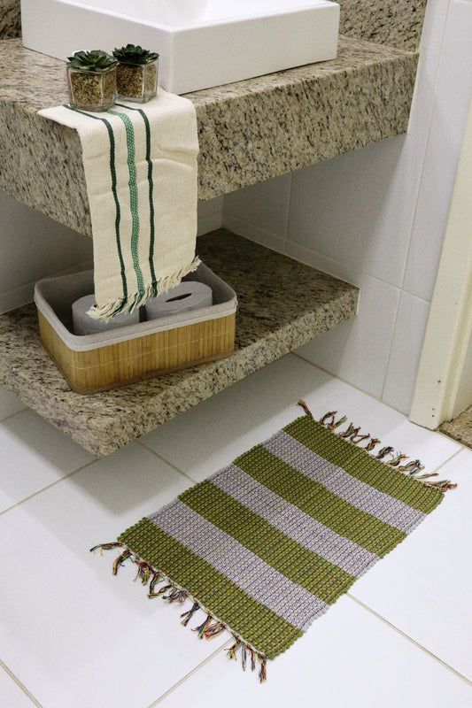 Kit 2 Peças de Lavabo Comum Listrado Verde