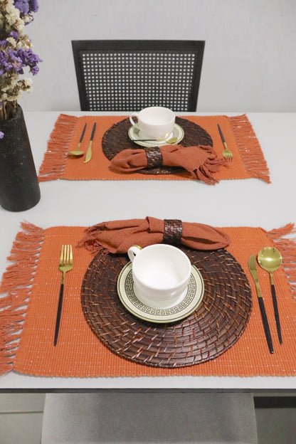 Par Lugar Americano Linha com Fio Lurex Terracota