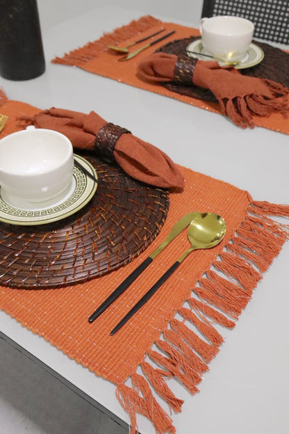 Par Lugar Americano Linha com Fio Lurex Terracota