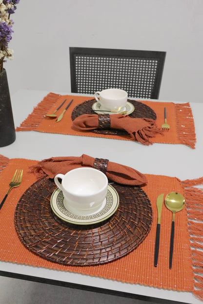 Par Lugar Americano Linha com Fio Lurex Terracota