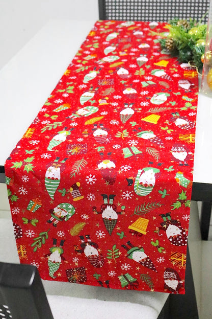 Caminho de Mesa Natal Estampado Papai Noel Vermelho