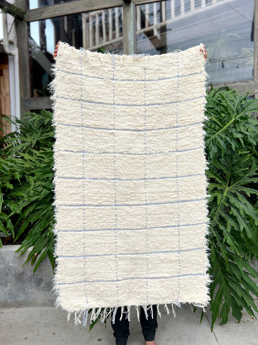 Tapete Médio Algodão Felpudo Grid Cinza 0,80x1,50m