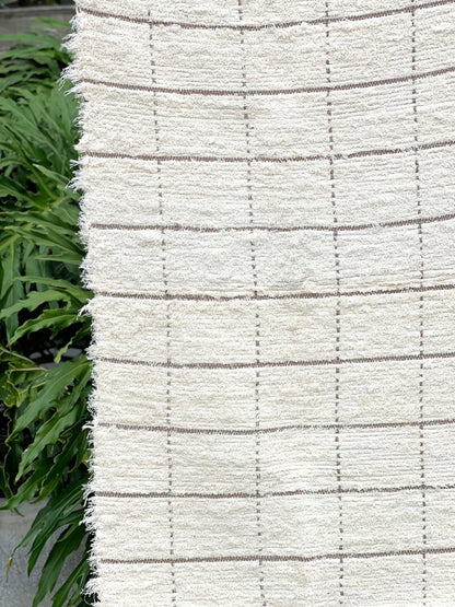 Tapete Médio Algodão Felpudo Grid Bege 0,80x1,50m