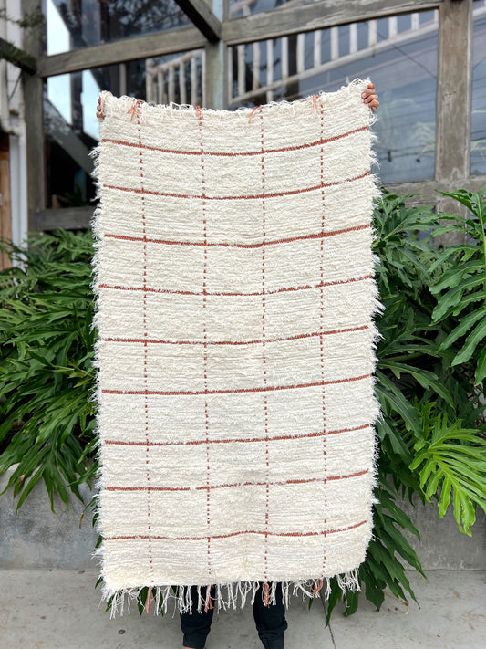 Tapete Médio Algodão Felpudo Grid Terracota 0,80x1,50m