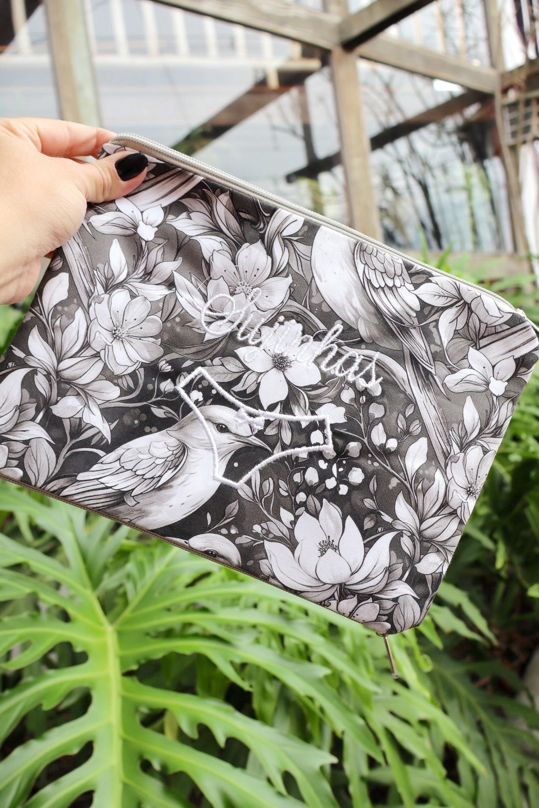 Necessaire Porta Calcinha Limpinha Sujinha P Flores P&B