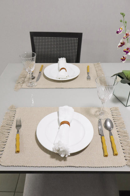 Par Jogo Americano Linha com Fio Lurex Bege