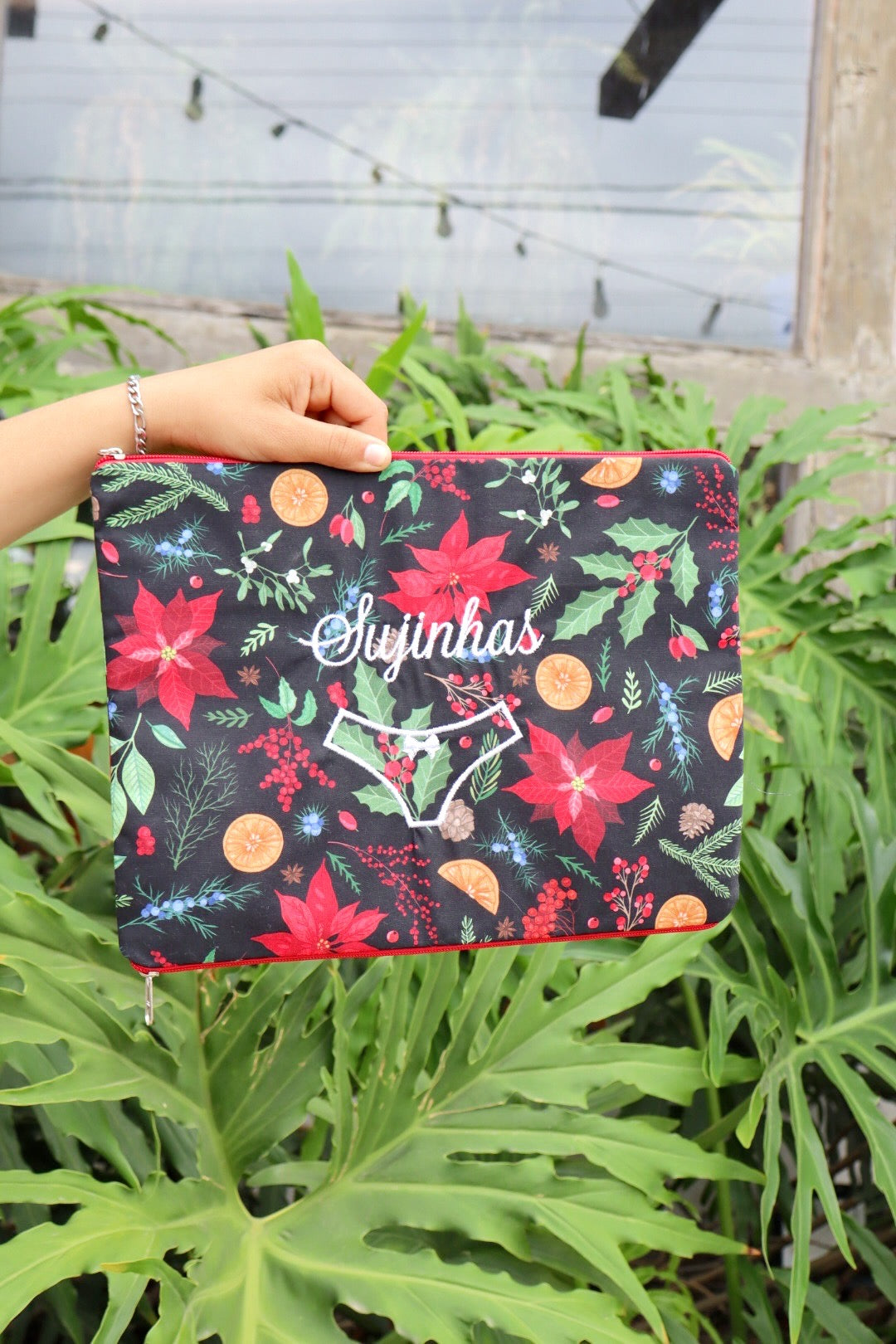 Necessaire Porta Calcinha Limpinha Sujinha G Fundo Preto