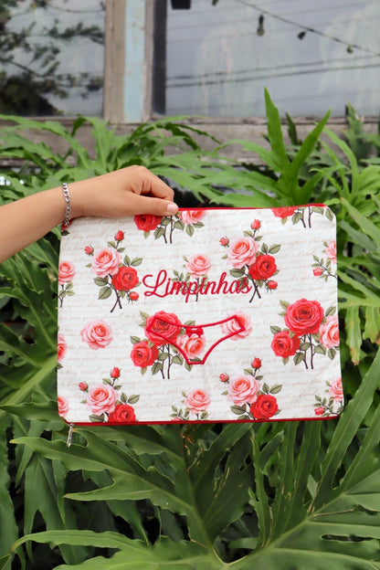 Necessaire Porta Calcinha Limpinha Sujinha G Rosas