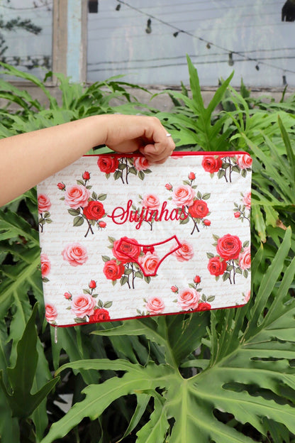 Necessaire Porta Calcinha Limpinha Sujinha G Rosas