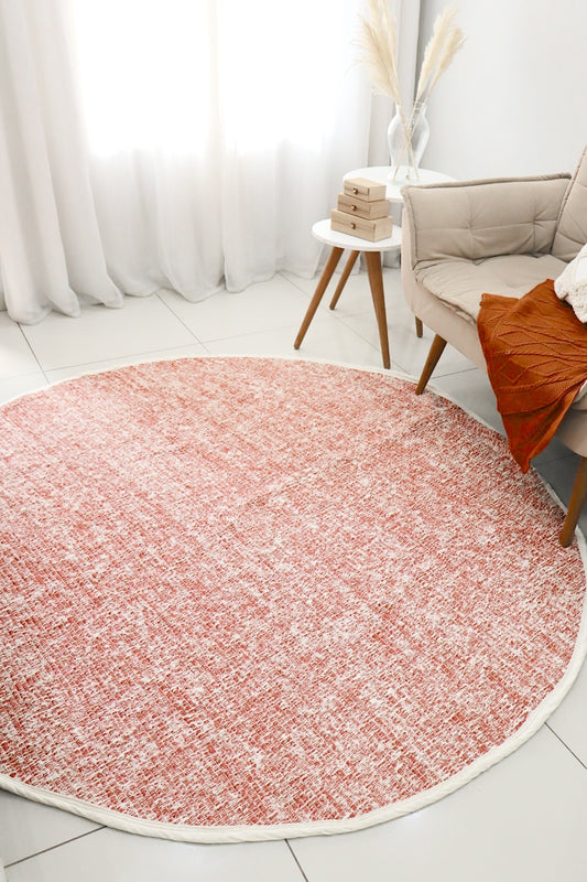 Tapete Algodão Redondo Dupla Face Cru/ Vermelho 2,0m