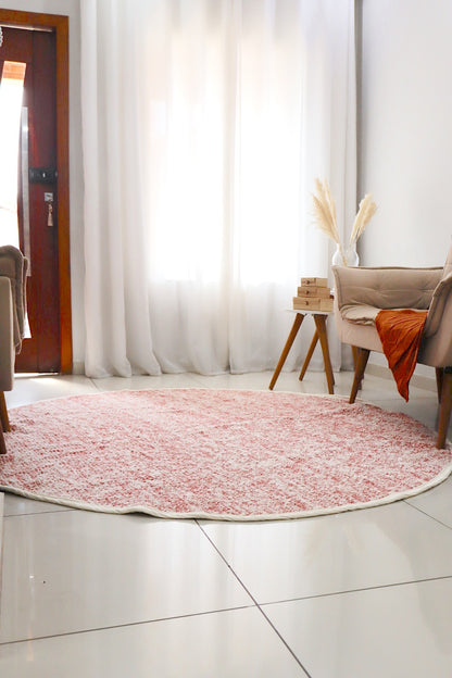 Tapete Algodão Redondo Dupla Face Cru/ Vermelho 2,0m