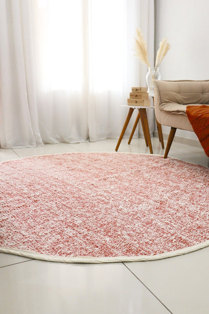 Tapete Algodão Redondo Dupla Face Cru/ Vermelho 2,0m