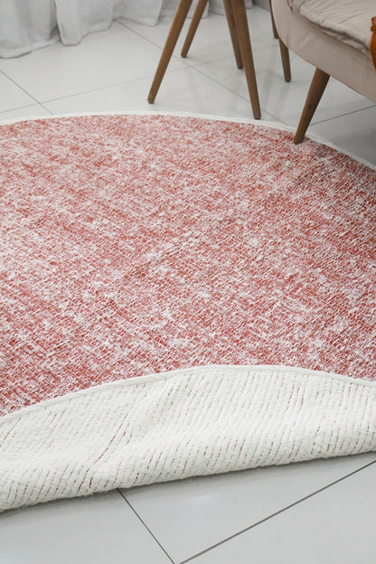 Tapete Algodão Redondo Dupla Face Cru/ Vermelho 2,0m