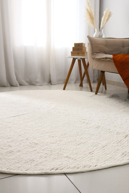 Tapete Algodão Redondo Dupla Face Cru/ Vermelho 2,0m