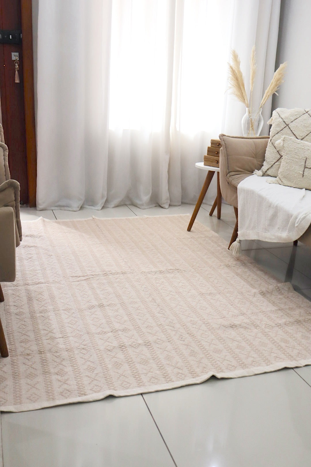 Tapete Itatiaia Listrado Algodão Bege 1,50x2,00m