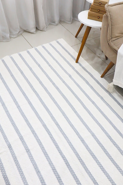 Tapete Itatiaia Listrado Algodão Cru com Cinza 1,50x2,00m